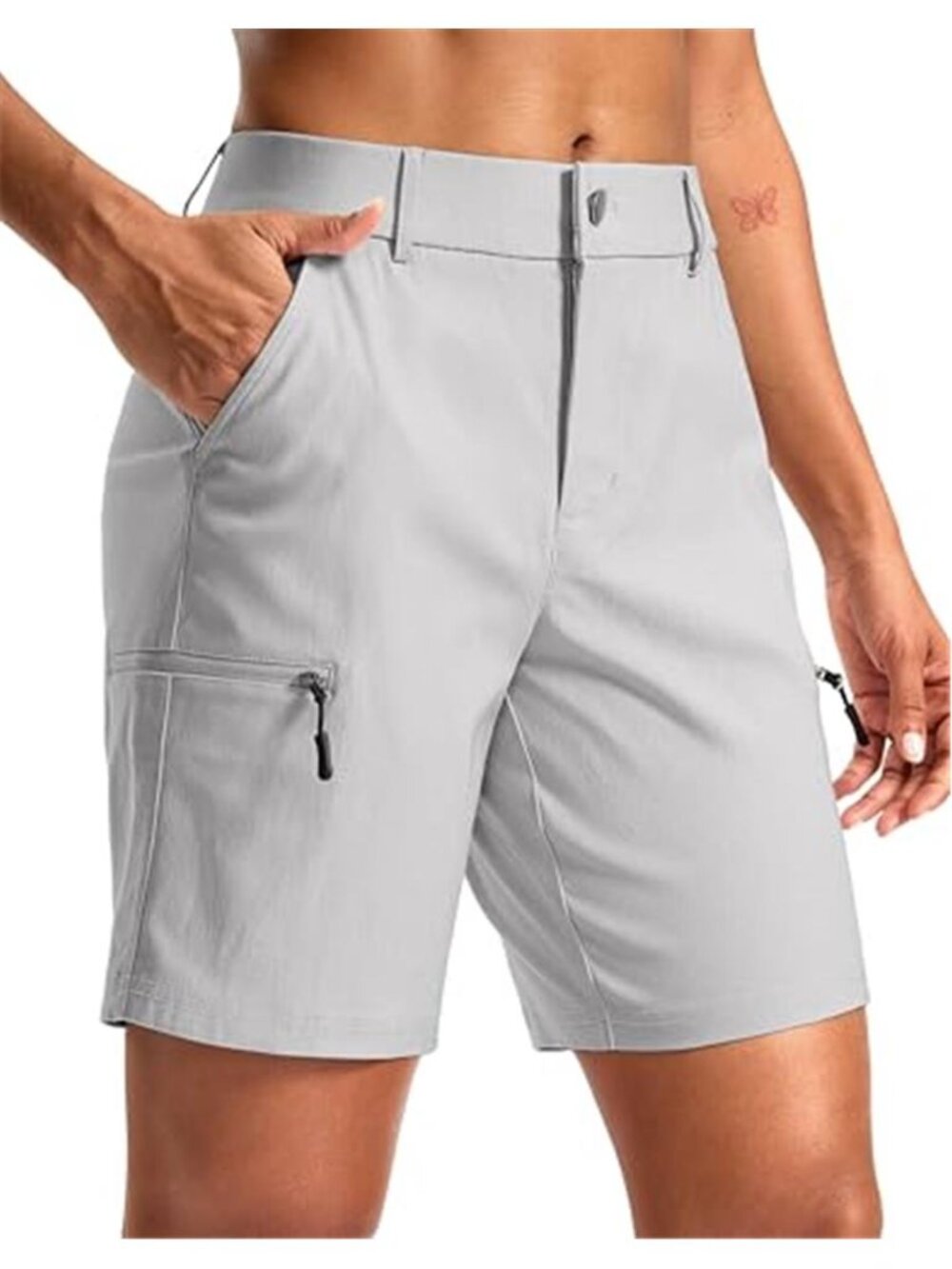 G Gradual Women's Light Gray Quick Dry Hiking Cargo Shorts with Pockets